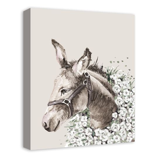 Sweet Floral Donkey 16" x 20" Canvas Wall Art